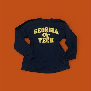 Georgia Tech navy graphic long sleeve tee Gildan 100% cotton size women’s L